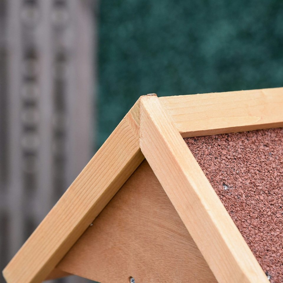image 1 of PawHut Wooden Bird Feeder w/ Cross-shaped Support Feet Weather Resistant Roof