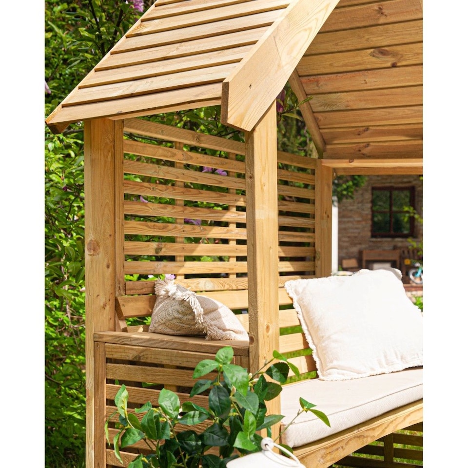 image 1 of Wooden Garden Bench 2 Seater Seated Arbour Outdoor Seat with Open Sides