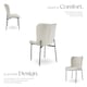 image 3 of Dining Chair Tessa - ergonomic high backrest, slim steel legs, soft fabric | White | Woven fabric off-white/black | 1