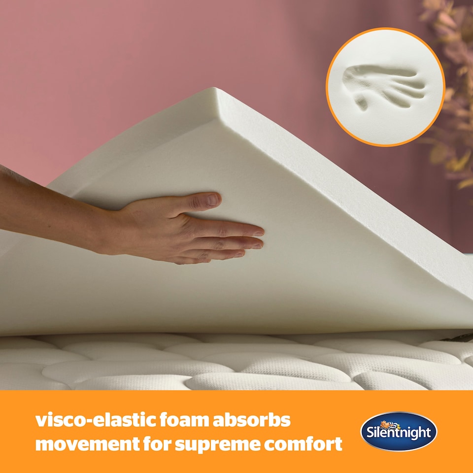 image 1 of Silentnight Impress Memory Foam Mattress Topper, 7cm Deep