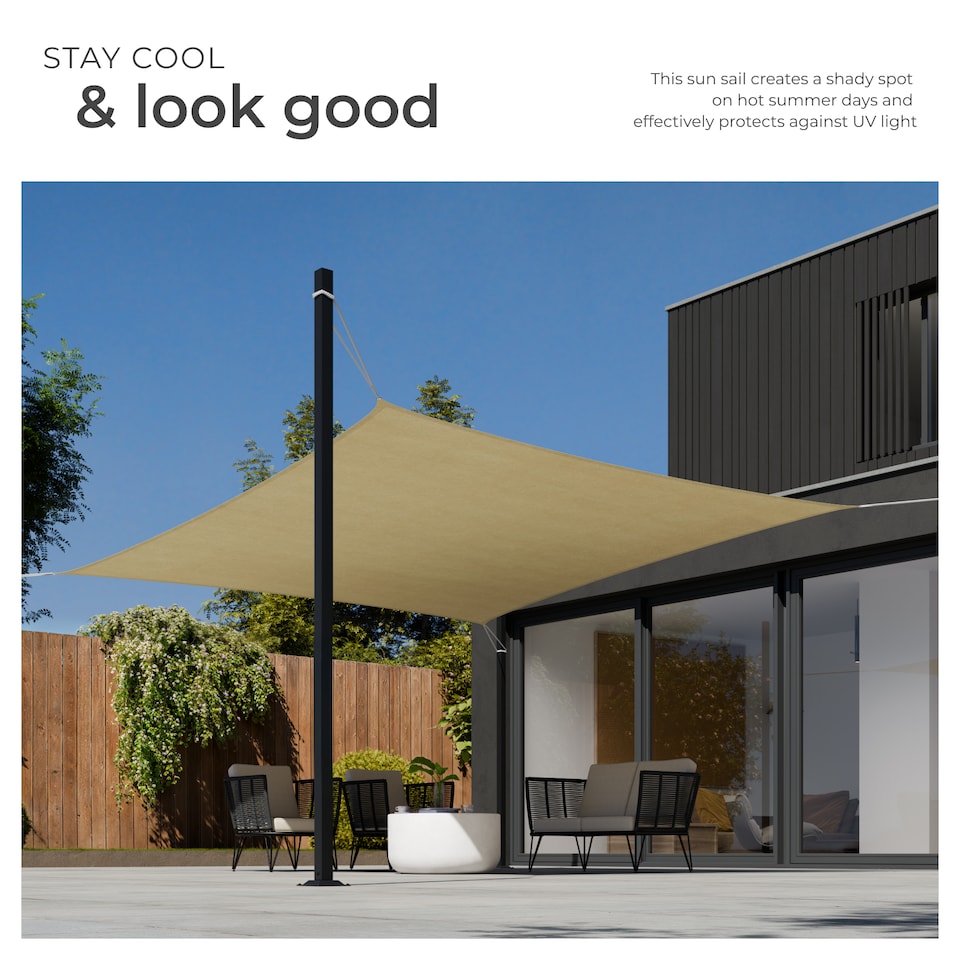 image 1 of Shade Sail - rectangular with UV protection 50, water-repellent | Cream | beige | 3 x 3 m | 1