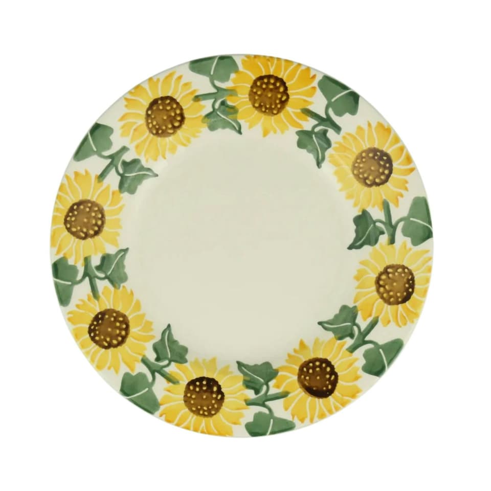 Breakfast/Salad Plate: 1 x 22cm Emma Bridgewater Sunflower Plate, Ceramic White