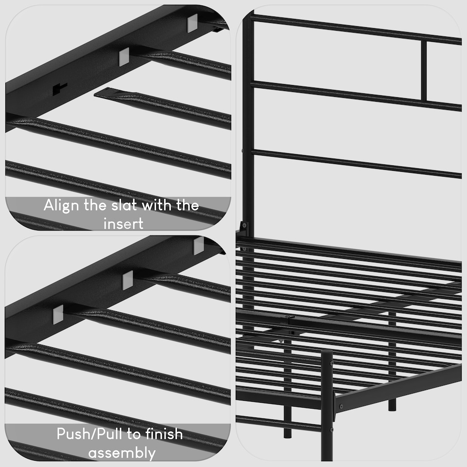 image 1 of Vida Designs Dorset 5ft King Size Bed Metal Frame, Black, 150 x 200cm