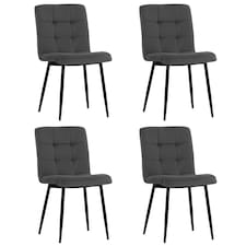 Living and Home 4 Pcs Modern Frosted Velvet Dining Chairs - Grey