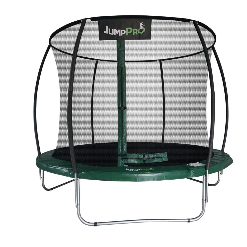 image 1 of 10ft JumpPRO® Xcite Green Round Trampoline with Enclosure