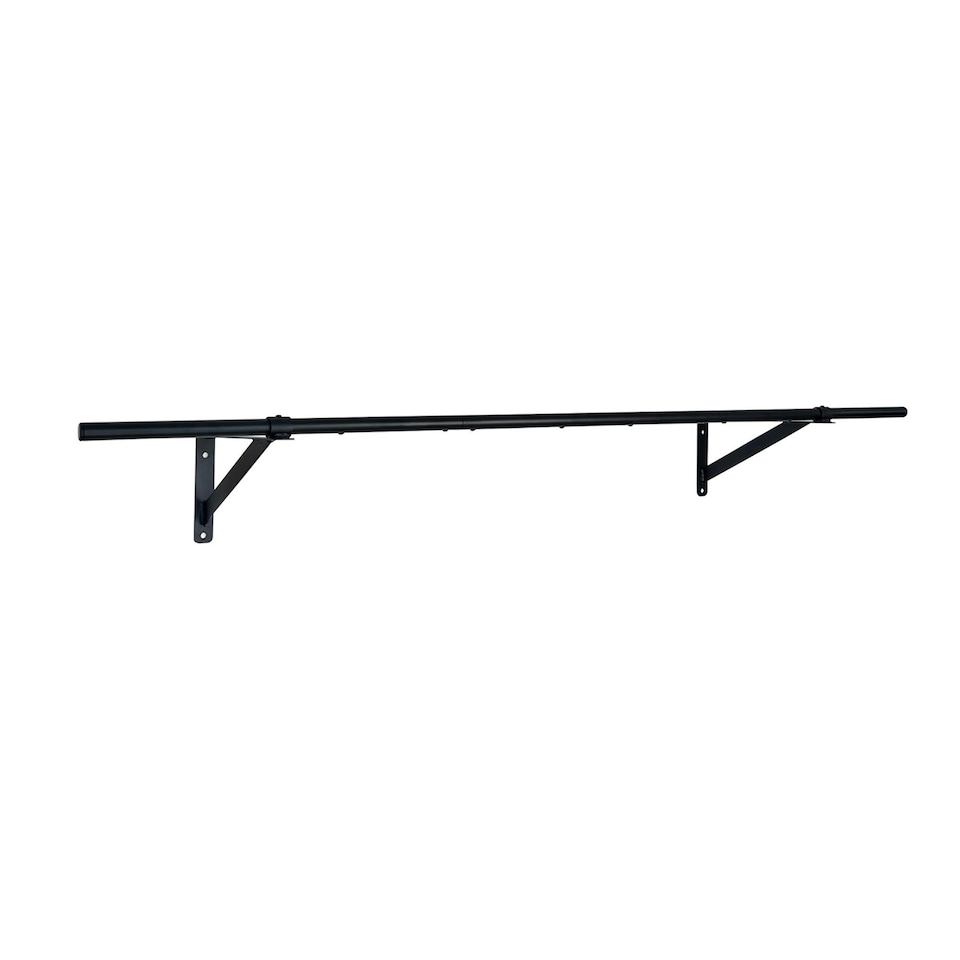 image 1 of Oypla 5ft Wall Mounted Garment Clothes Rail Super Heavy Duty All Metal Black