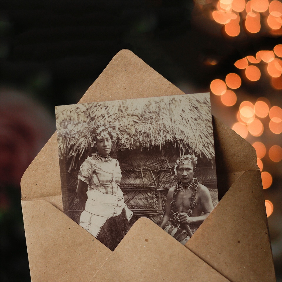 image 1 of Burton Brothers Samoan Chief Justice and His Wife Art Greeting Card