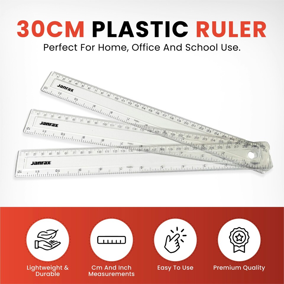 image 1 of Shatter Resistant 30cm Plastic Ruler by Janrax