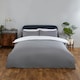 image 1 of OHS Plain Reversible Soft Microfibre Duvet Cover and Pillowcase Set, Double - Grey/White