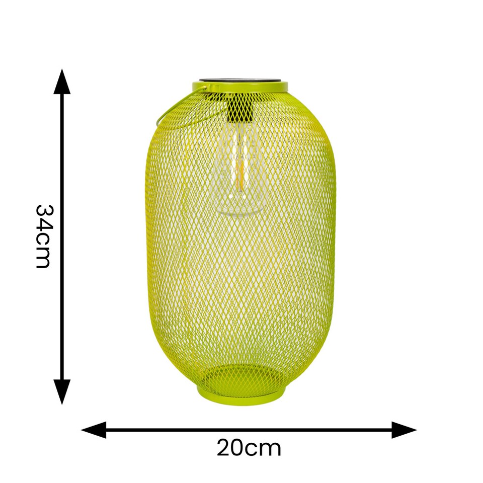 image 1 of ValueLights Solar Powered Outdoor Lime Green Metal Mesh Basket Garden Lantern Light