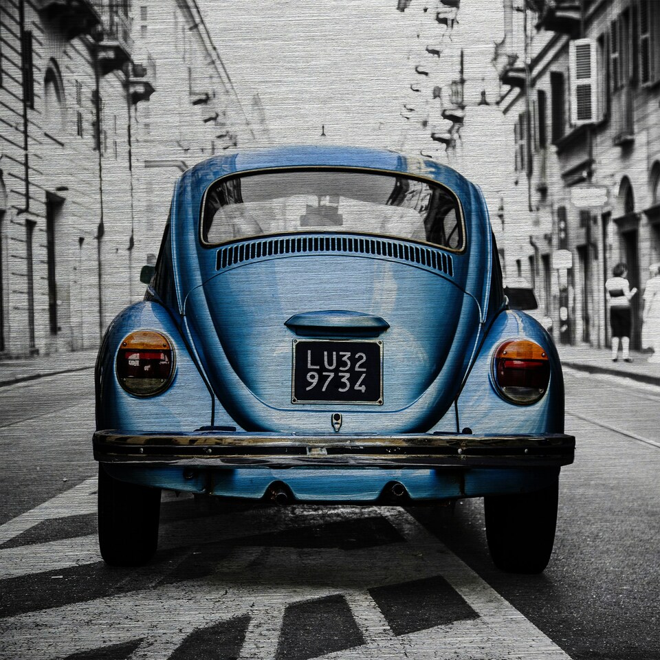 image 1 of Metal Art City Car Brushed Aluminium Print