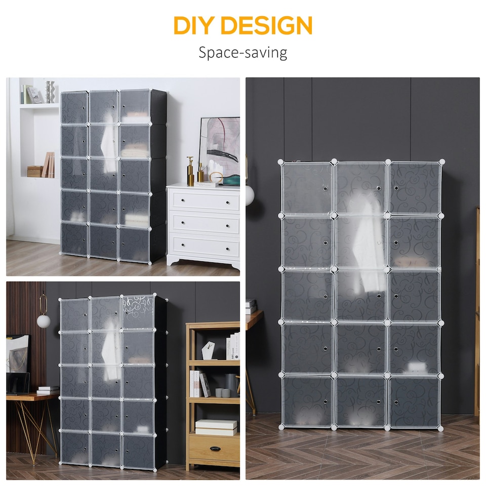 image 1 of HOMCOM Cube DIY Wardrobe Portable Interlocking Plastic Modular Closet Cabinet