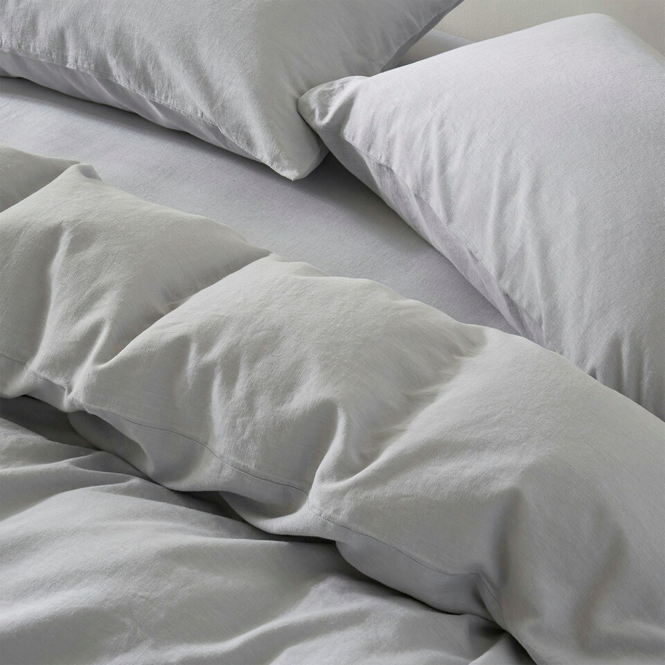 image 1 of Touch Of Linen - Ice Blue - Duvet Cover Set (Includes 2 Pillowcases - 1 For Single) Blue | Ice Blue | Double