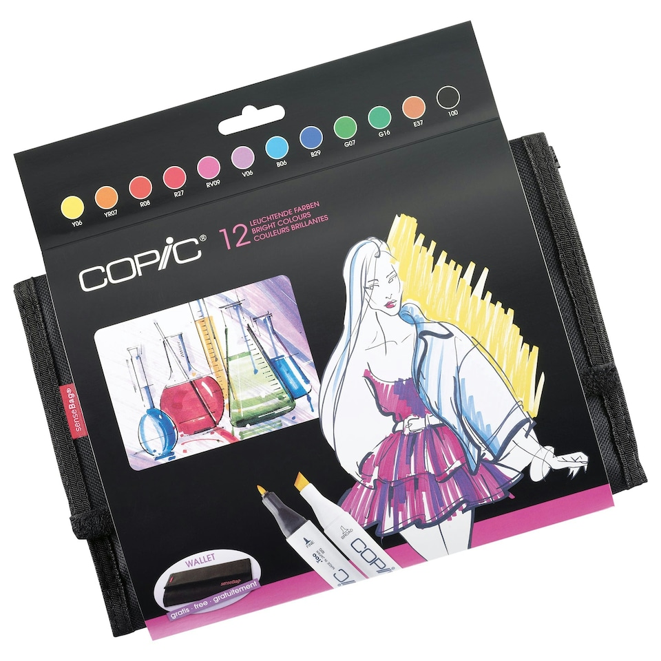 image 1 of Copic Marker Pen, Bright Colours, Wallet Of 12