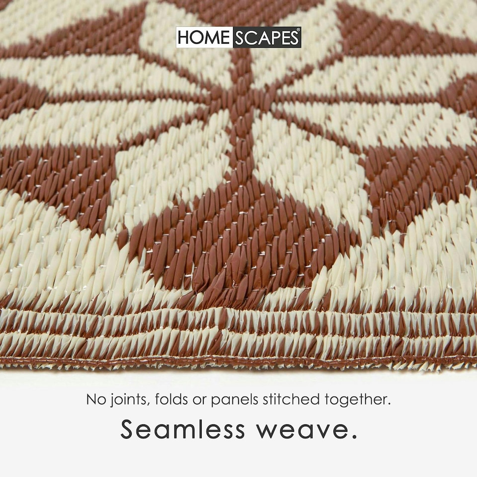 image 1 of Homescapes Outdoor Rug Luxury Waterproof Reversible, For Garden, Tile Mosaic | Brown | Brown and Beige