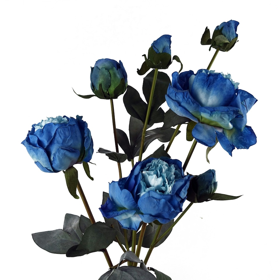 image 1 of 55cm Blue Peony Artificial Flowers Spray - 4 Flowers 3 Buds