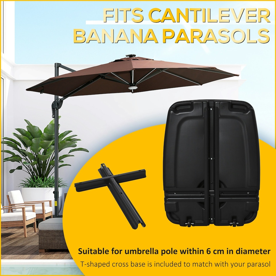 image 1 of Outsunny 7kg Parasol Base  with Wheels Water and Sand, Up to 75kg Black