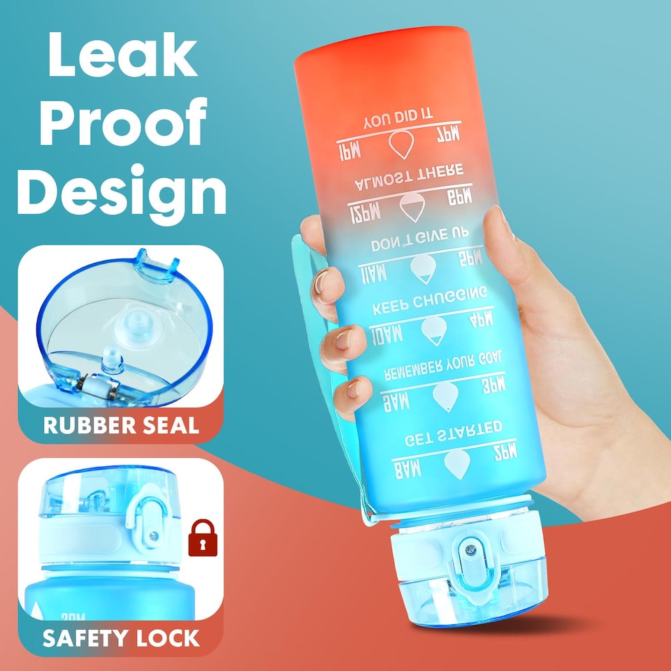 image 1 of GEEZY Sports Bottle Leakproof Water Bottle Blue 1L