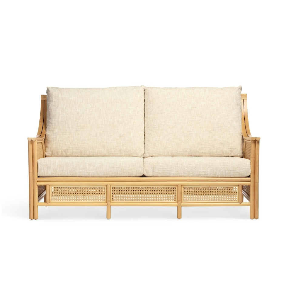image 1 of Desser Chester Natural 3 Seater Rattan Sofa Set in Cotton Cream - Conservatory Sofa Suite