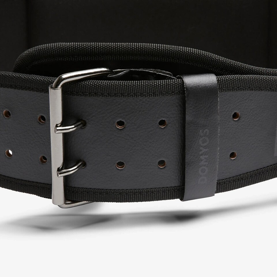 image 1 of Decathlon Durable Leather Weight Training Lumbar Belt - Black