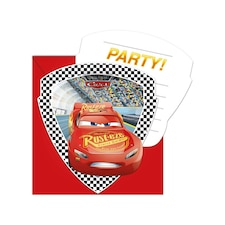 Cars 3 Die Cut Lightning McQueen Party Invitations - Multicoloured - One Size