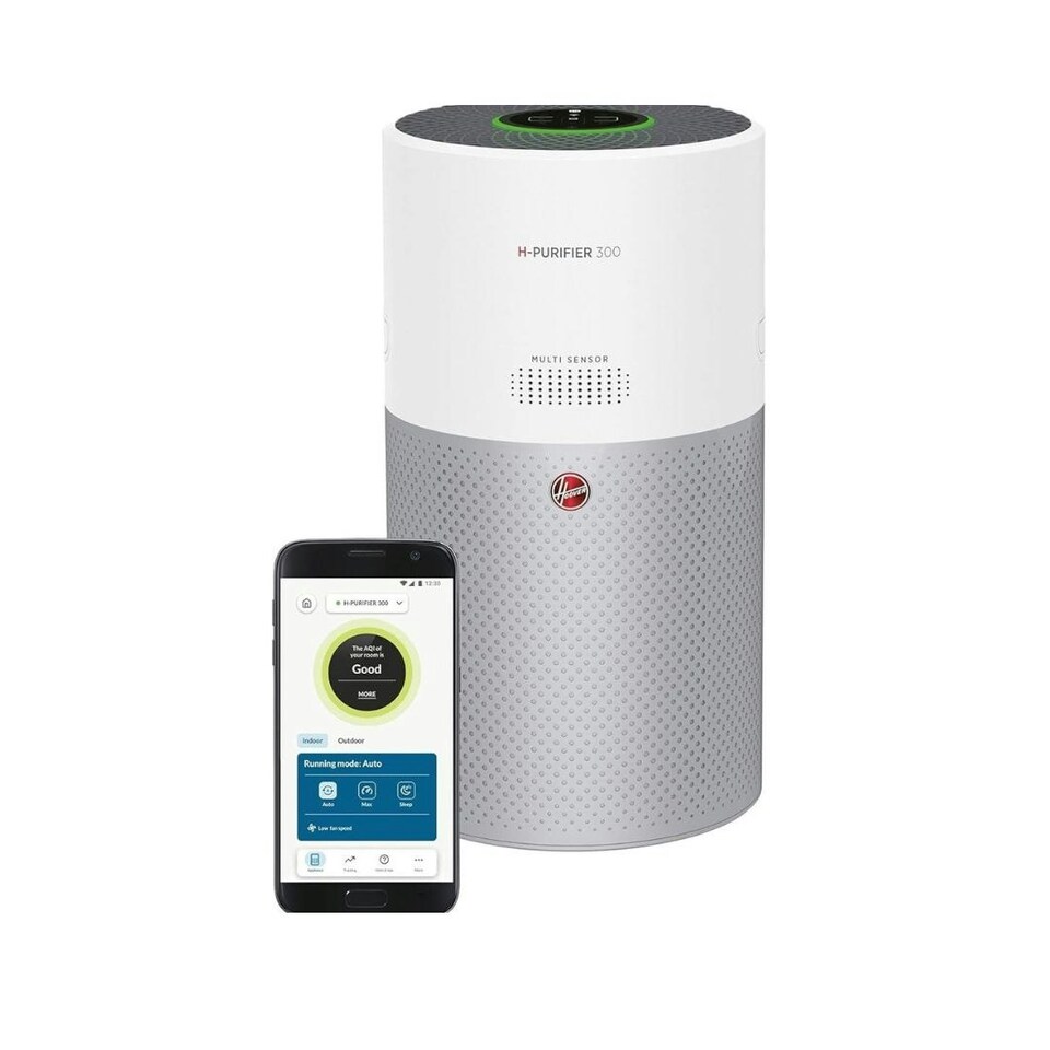 image 1 of Hoover 300 Air Purifier with Fast Acting H-TRIFILTER Bluetooth-Enabled White