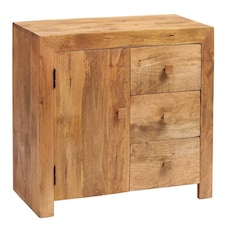 Toko Light Mango 3 Drawer Sideboard - Solid Mango Wood - L45 x W88 x H75 cm Brown