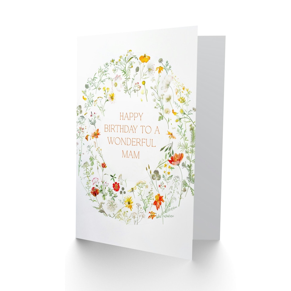 image 1 of Simple Delicate Elegant Floral Circle Mam Her Birthday Card