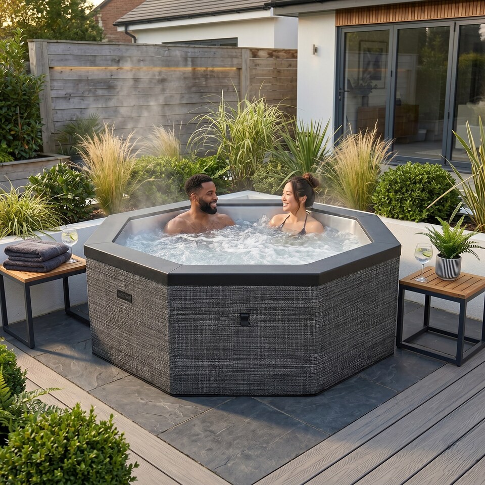 image 1 of Wave Como 6 Person Eco Foam Hot Tub, EnergySave Bundle, Flint Grey