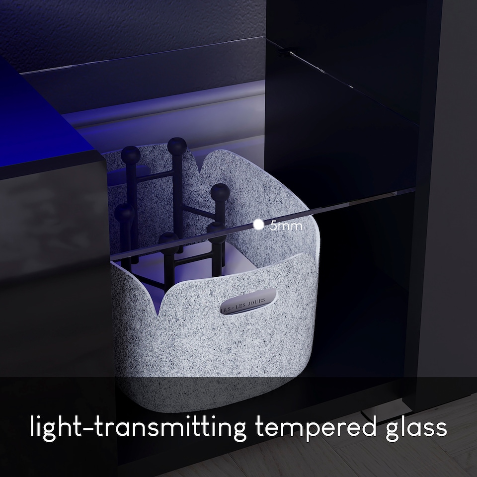 image 1 of Vida Designs Luna 2 Drawer LED TV Unit Entertainment Stand, Grey | Black | 1