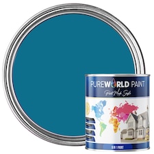 PUREWORLD All-in-One Paint & Primer - Multi-Surface Interior & Exterior, Walls & Wood - Marina Blue - 1L - Matt