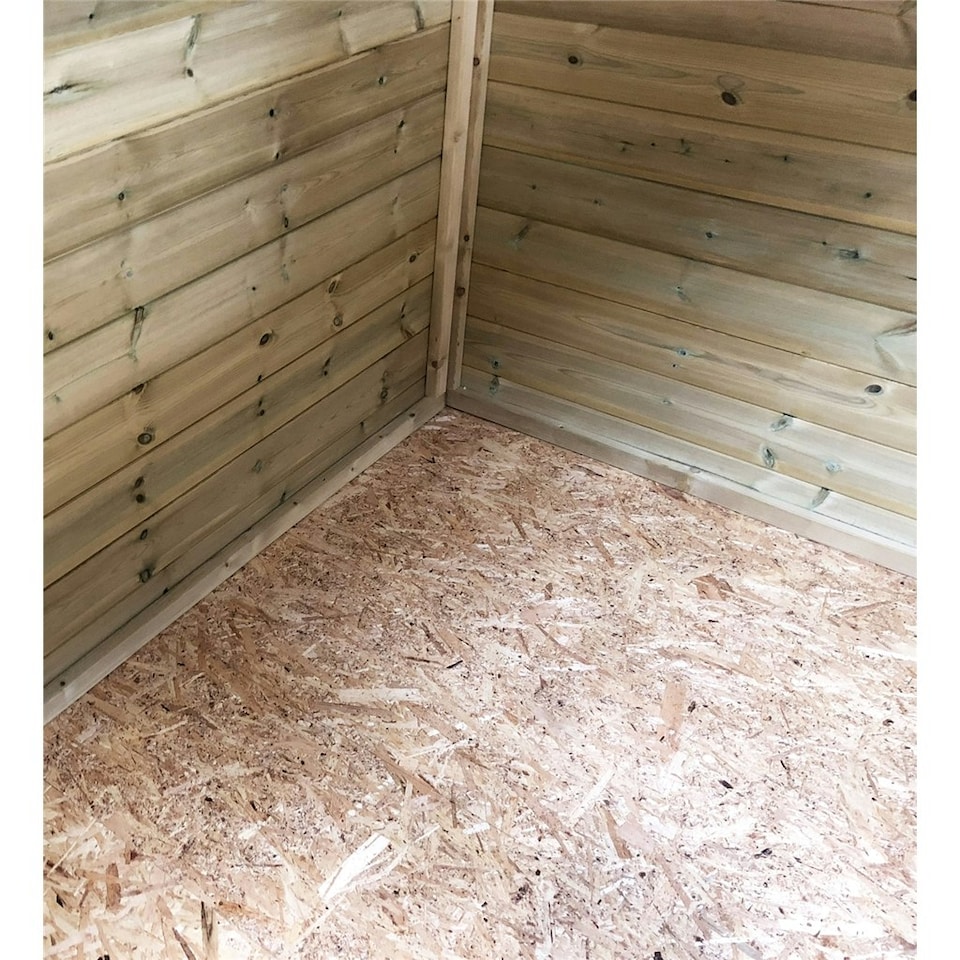 image 1 of 11 x 5 REVERSE Windowless Pressure Treated Tongue And Groove Single Door Apex Shed + High Eaves (11' x 5') / (11ft x 5ft) (11x5)