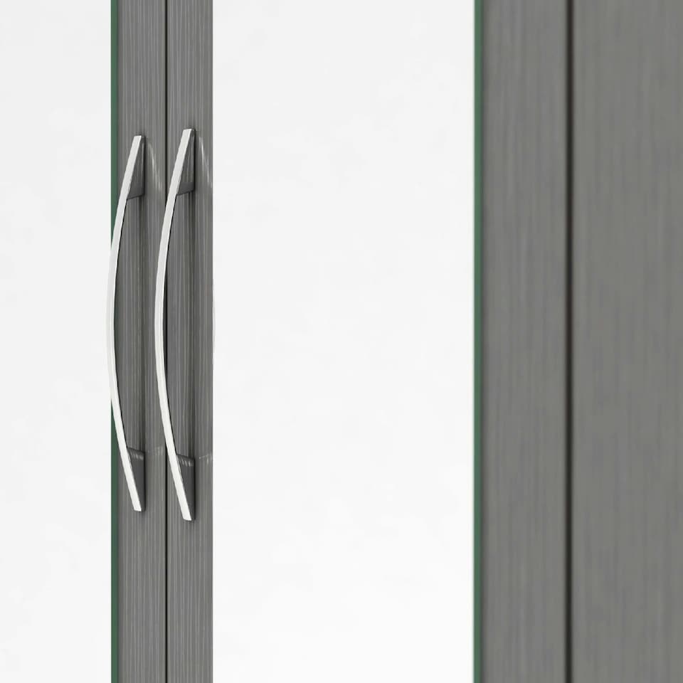 image 1 of Nevada 3 Door 2 Drawer Mirrored Wardrobe Grey | 3D Effect Grey