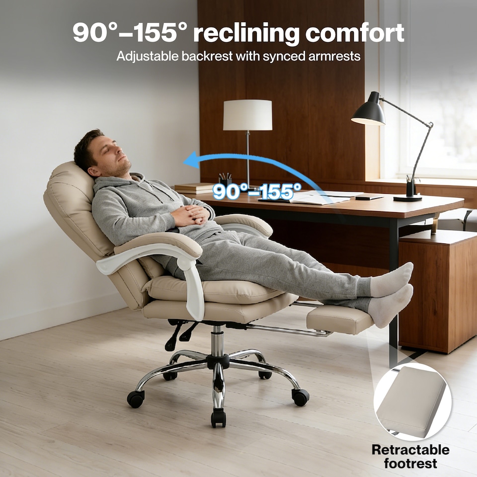 image 1 of Levede Office Chair Ergonomic Executive Chair Heavy Duty Reclining Leather