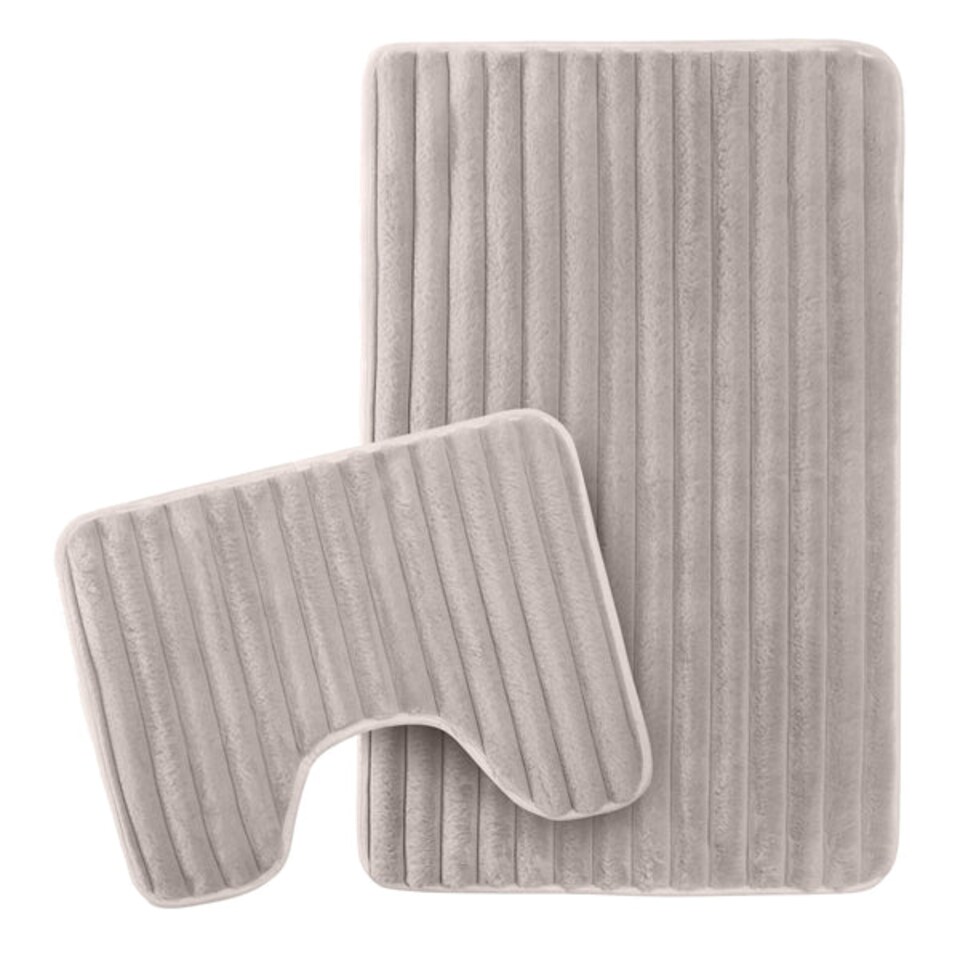 image 1 of Ribbed Bath Mat Set in Natural | Brown | Natural