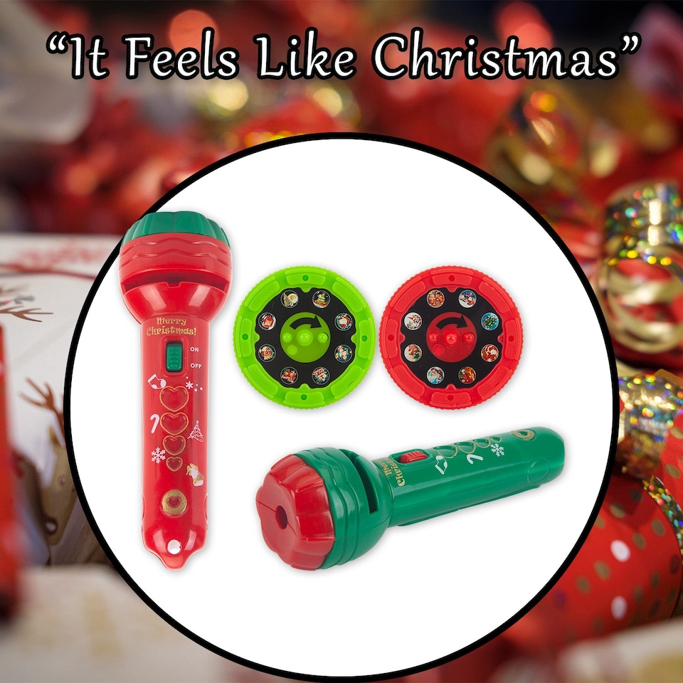 image 1 of vfm-estore Christmas Projector Torch 16 Patterns, Red and Green, 11 x 3.5 cm