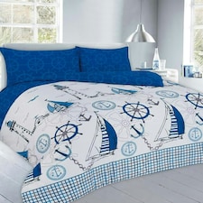 Sailboats Nautical Duvet Cover Set - King - Blue