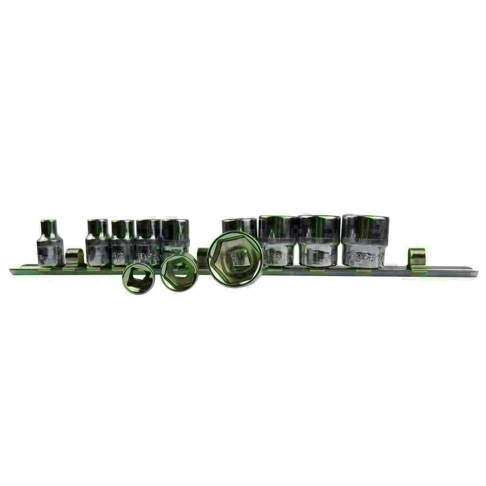 image 1 of 12pc Imperial SAE AF 1/4" - 7/8" Sockets 6 Point With Rail Shallow 3/8" dr AT941