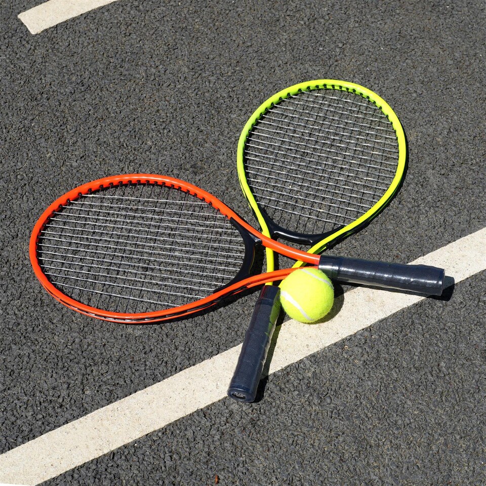 image 1 of The Magic Toy Shop Junior Tennis Set with Rackets and Ball Multicoloured