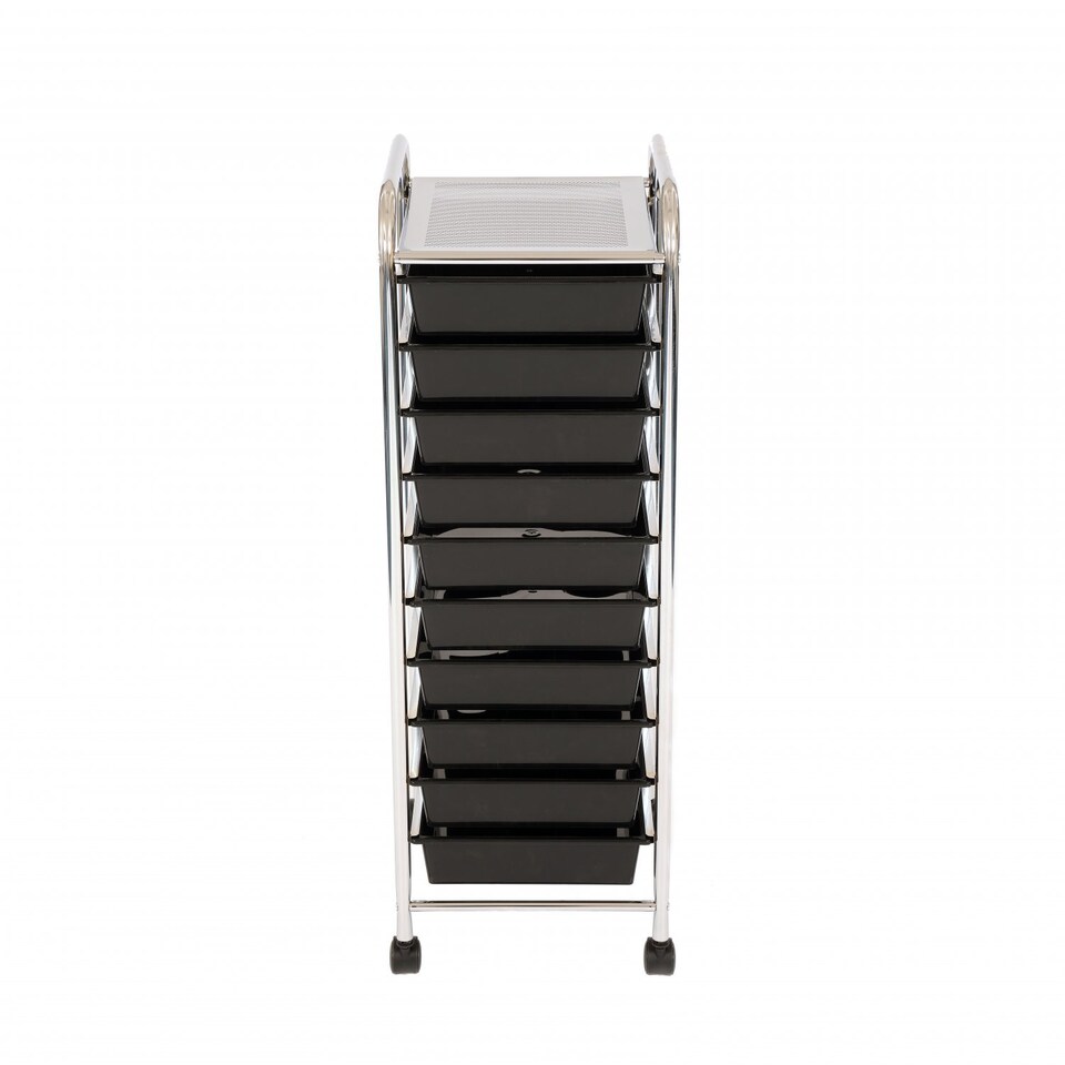 image 1 of 10 Drawer Storage Mobile Makeup Salon Trolley Portable Organiser | Black