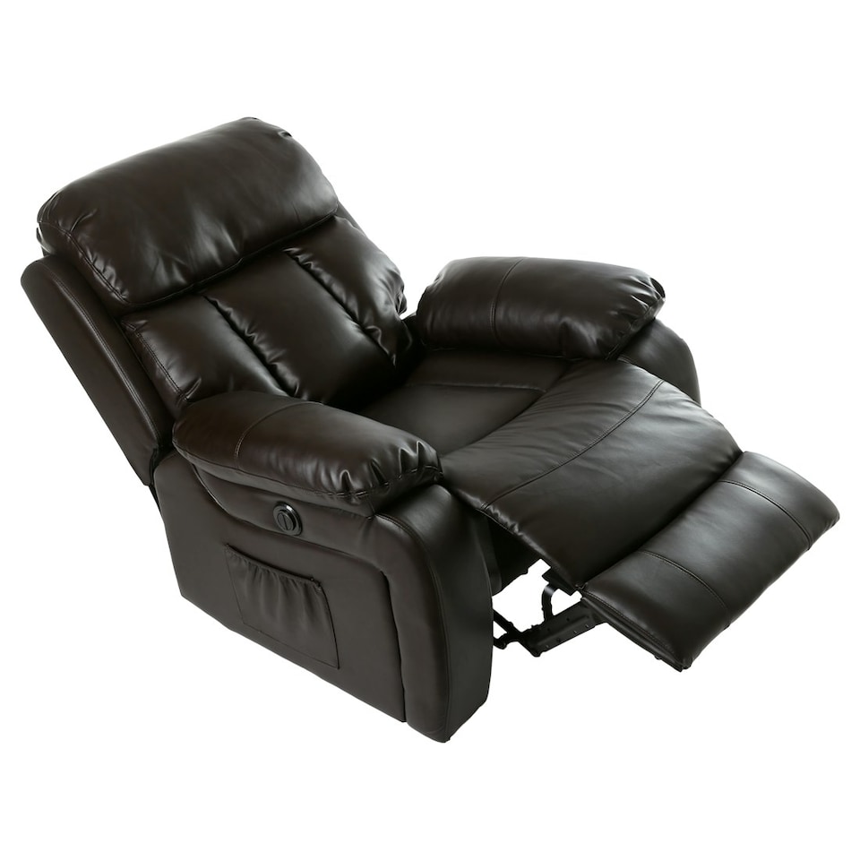 image 1 of Chester Electric Bonded Leather Automatic Recliner Heat & Massage Chair (Brown)