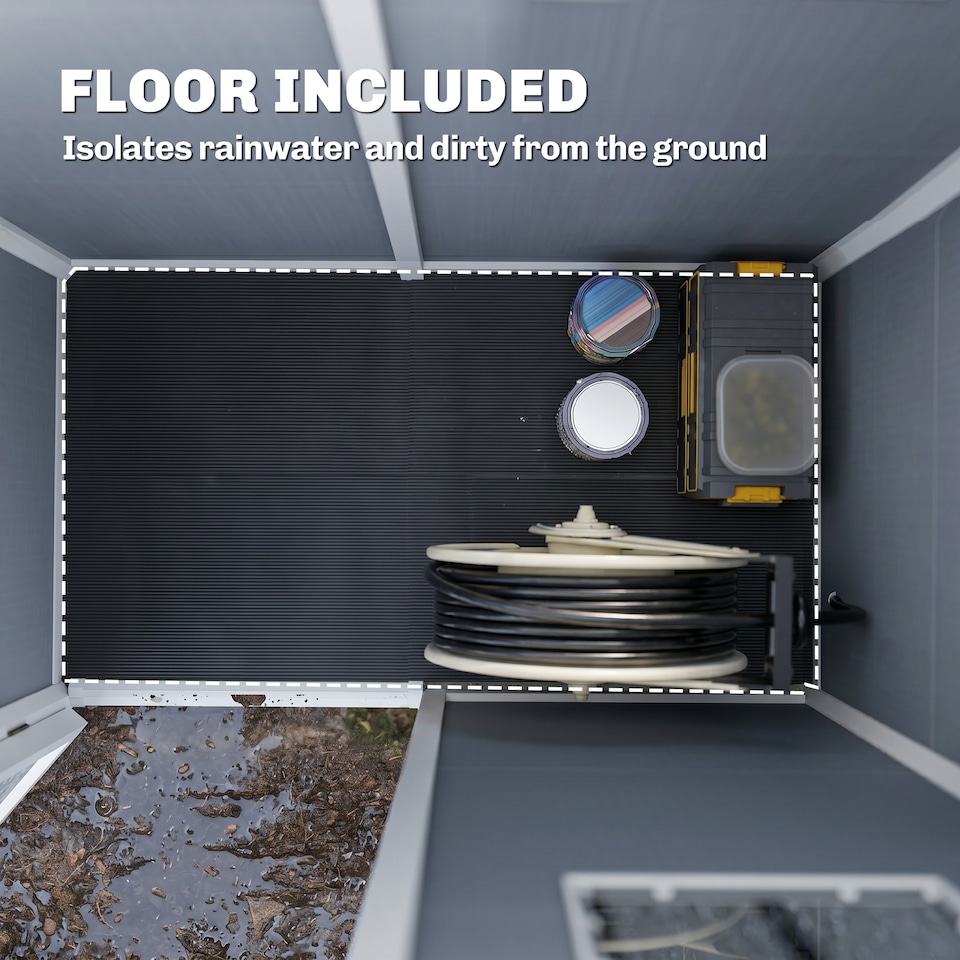 image 1 of Outsunny 5' x 3' Garden Shed w/ Floor, Lockable Door, Window and Vent, Grey | Grey | 1
