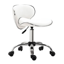 HOMCOM Adjustable Rolling Swivel Beauty Salon Chair, Stool for Spa, Technician - White