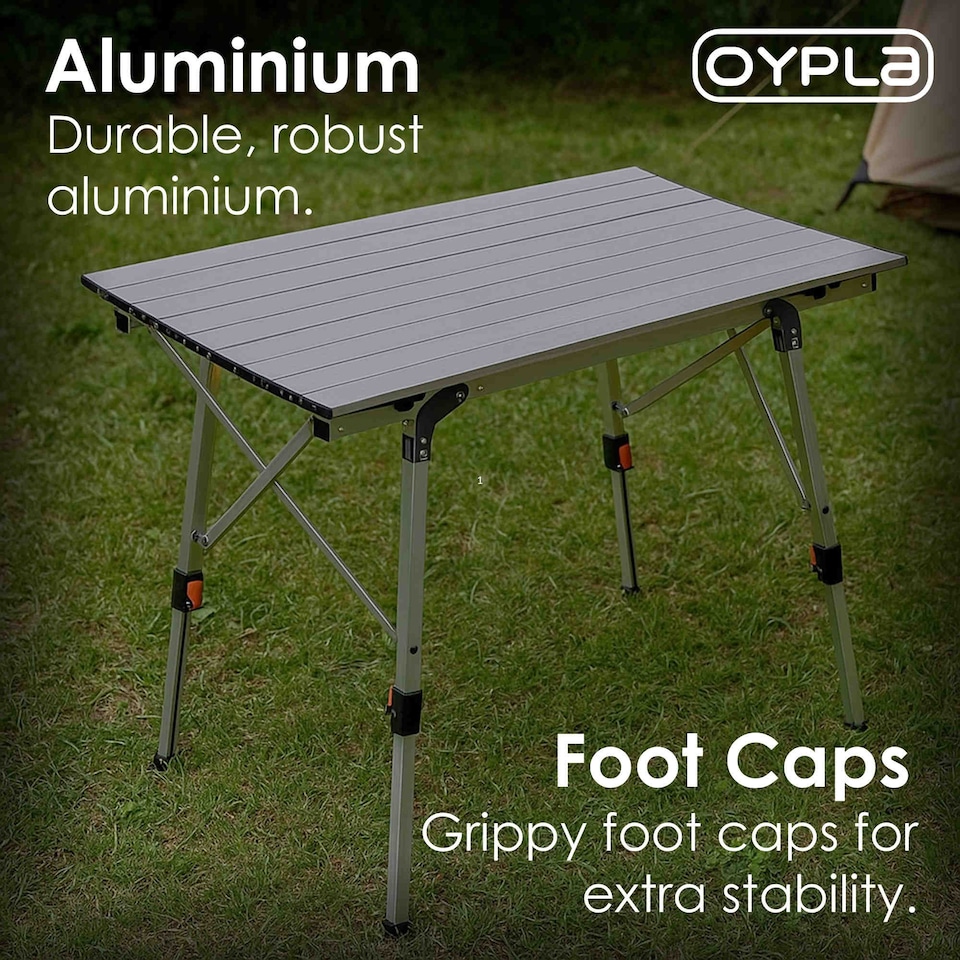 image 1 of 3ft Adjustable Portable Folding Outdoor Aluminium Camping Kitchen Work Top Table | Silver
