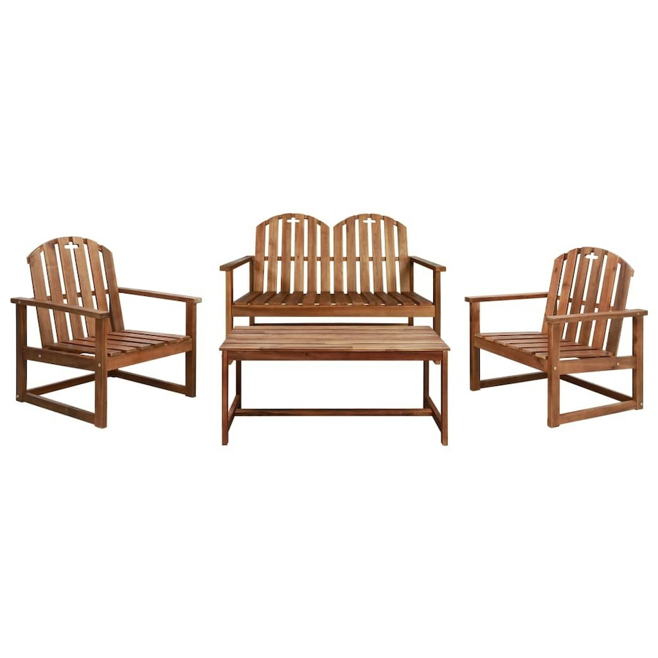 image 1 of 4 Piece Outdoor Lounge Set Solid Acacia Wood