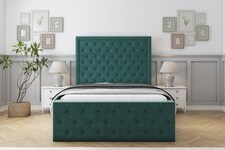 Sloomy Vienna Emerald Plush Special Bed Frame. With 50" Upholstered Headboard 4'6 Double