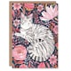image 1 of Greeting Card Striped Cat Laying in Pink Wildflowers Watercolour