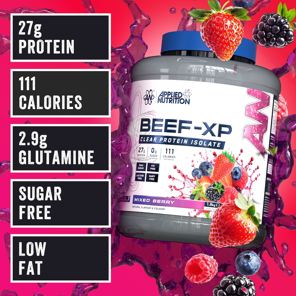 image 1 of Applied Nutrition Beef-XP Clear Protein Isolate Powder - Mixed Berry - 60 Servings
