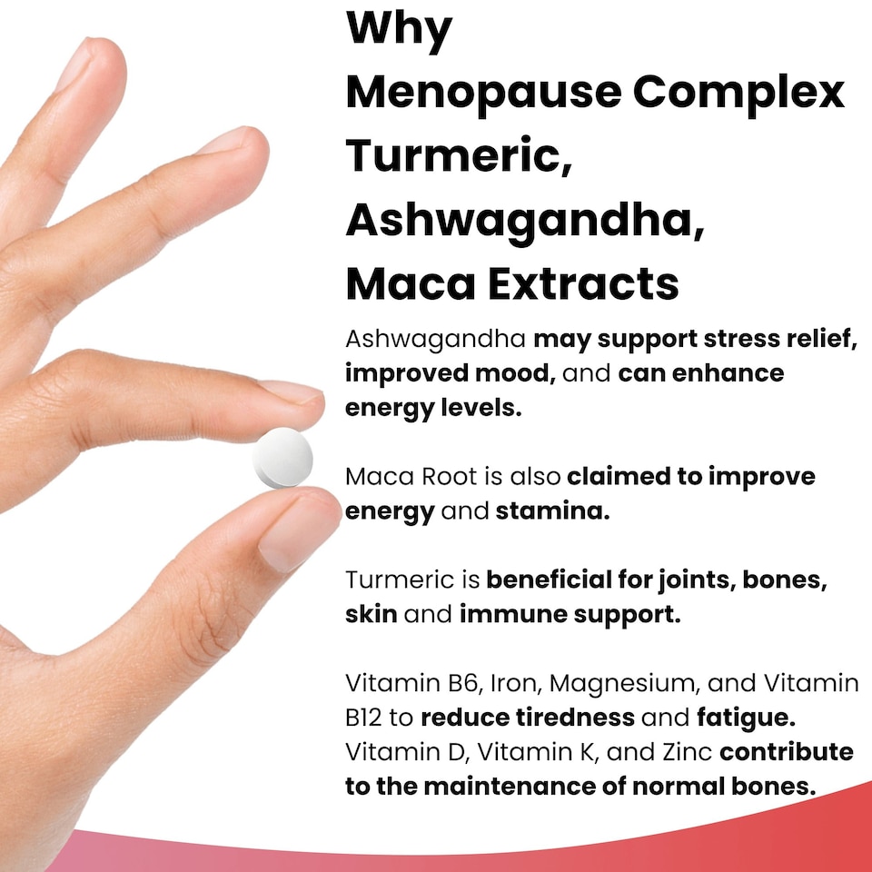 image 1 of Menopause Supplements + Turmeric & Ashwagandha Tablets