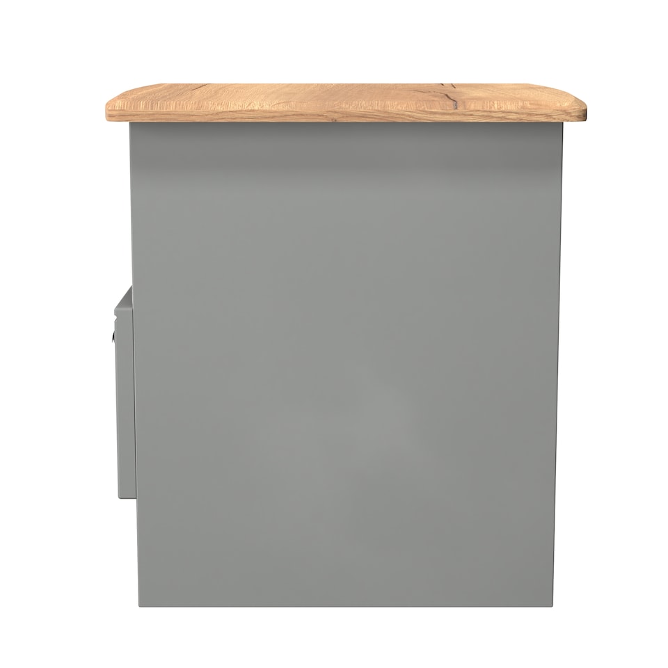 image 1 of Albert Bottom Drawer Lamp Table in Dusk Grey & Riviera Oak (Ready Assembled) | Grey | Dusk Grey & Riviera Oak